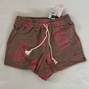 Eleven Paris Geometric Pink and Olive Athletic Shorts